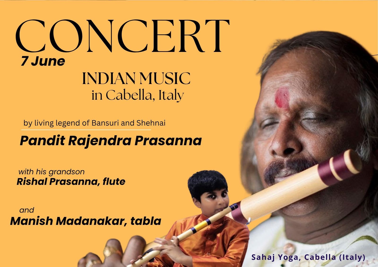 Concert Poster for Italy, Guruji along with his grandson