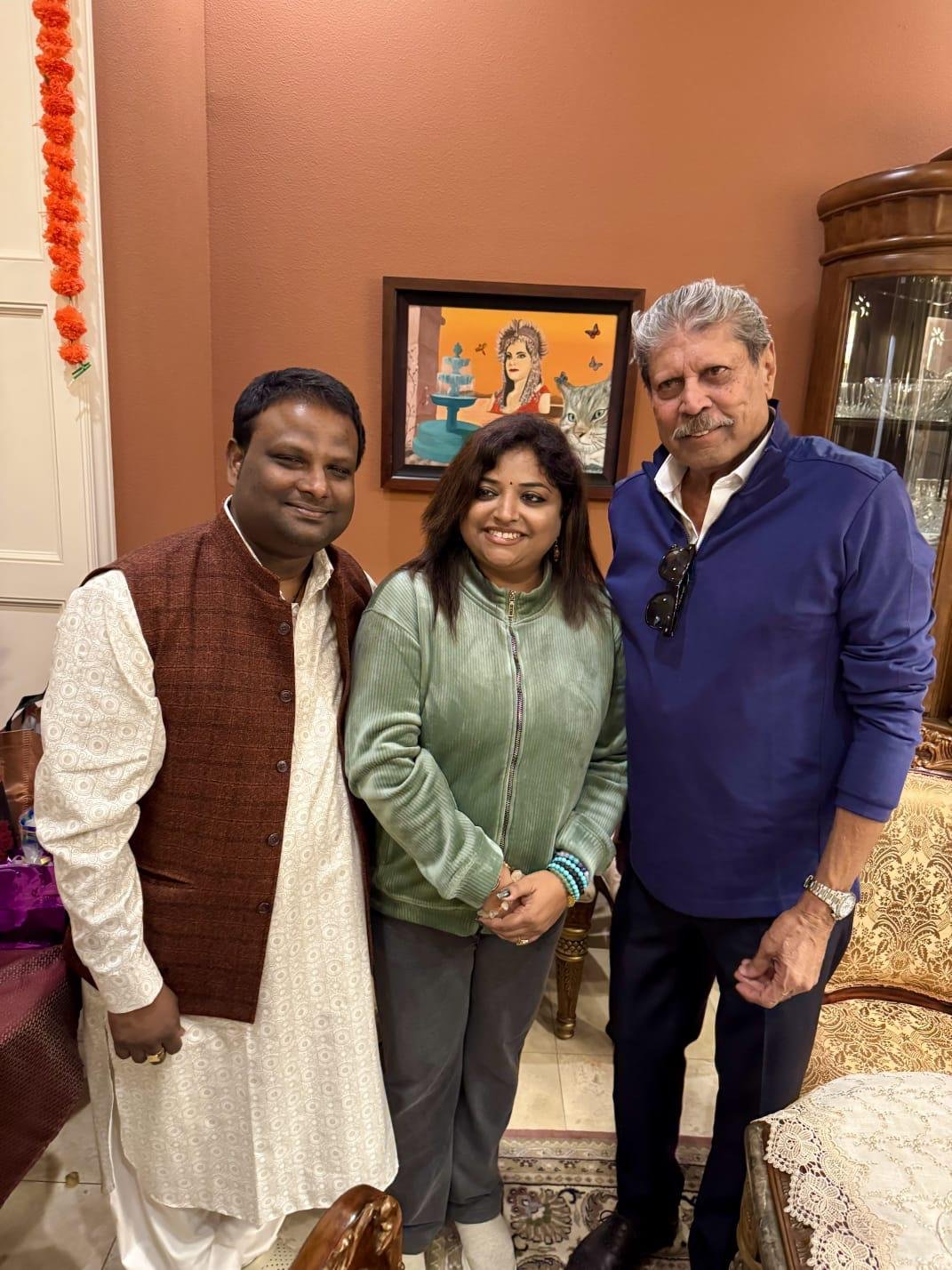Rajesh Prasanna and Jagriti Luthra With Cricket Legend Kapil Dev